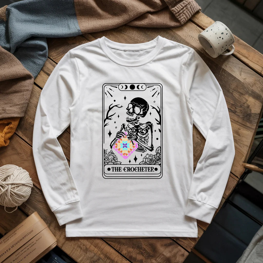 Skeleton Crocheter Tarot Long Sleeve T-shirt