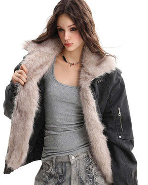 Not Your Babydoll Fur Trim Bomber Jacket