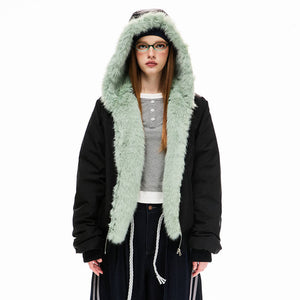 Y2K Mint Fur Parka